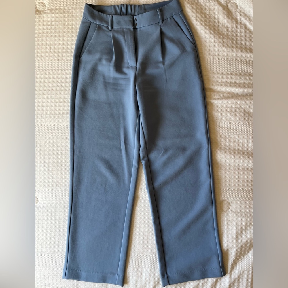 Blue Taylor Wide-Leg Trouser Pants